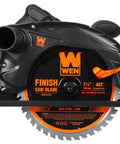 Slick 13 Amp Sidewinder Circular Saw With Track Compatible Base For Smooth Precision Cuts Up To 2.6 Inches Thick showing blade and motor.