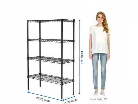 Professional Grade Badass Workhorse Four Tier Metal Wire Shelving Rack, 40.16" tall, 23.23" wide, ideal for garage kitchen bathroom storage.