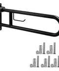 Rock Solid 22.5 Inch Toilet Grab Bar With Non Slip Flip Up Design And Built In Paper Holder Hella Sturdy 304 Stainless Steel Bathroom Safety Rails For Seniors And Heavy Duty Use with screws.
