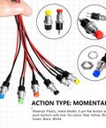 12 Pack Mini 7mm Momentary Push Button Switch Kit, 1A 250V SPST Normally Open, 2 Pin Terminals, 6 Prewired Round Push Buttons PBS 110, Perfect for DIY Projects Arcade Cabinets Controllers And Electronics. Prewired 7mm metal momentary buttons in six colors