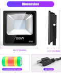 Dimensions and design of Super Bright UV Black Light 100W Flood Light With 10ft Power Cord IP66 Ultraviolet Stage Lighting
