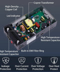 Internal view of Beefy 600W 50A AC To DC Converter 12V Adjustable Power Supply Universal Adapter showing components and protections
