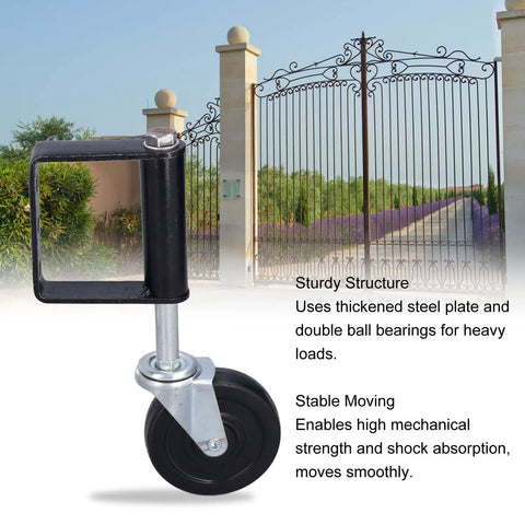 Rugged 4 Inch Heavy Duty Spring Loaded Gate Wheel Rolls Like A Dream With Stainless Steel Construction double ball bearings and thickened power steel plate shock absorption