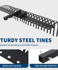 Tow Behind Landscape Rake 60 Inch Dethatcher with 21 Steel Coil Tines reinforced top bolts high-strength hitch pins