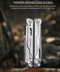 All In One Multitool Pliers With Replaceable Wire Cutters And Glass Hammer Premium Steel Construction folded view