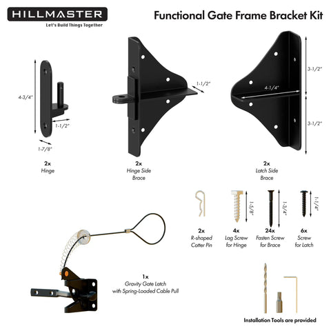 Beefy Heavy Duty Gate Frame Kit And Hardware For Wooden Fences And Driveways Including 90 Degree Right Angle Hinges Gate Latch Corner Braces