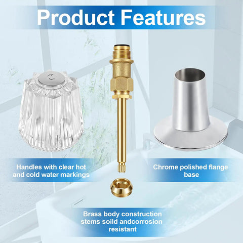 2 Piece Bathtub And Shower Knob Replacement Kit For Price Pfister Verve And Windsor Tub Shower Faucets With Hot And Cold Handles In Clear Acrylic For DIY Reno And Fresh Look showing knob features
