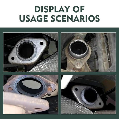 Heavy Duty 2 Pack Exhaust Manifold Gaskets For Cars 2.5 Inch Tapered High Heat Resistant Exhaust Seal displayed in various installation scenarios.
