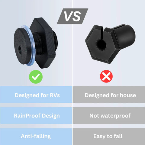 Comparison of RV Cable Passthrough Grommet For Starlink Mini And RVs Water Resistant Ethernet Coax Pass Through vs house grommet