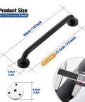 Straight Up Heavy Duty 16 Inch Shower Grab Bars Matte Black Stainless Steel Safety Handles For Bathroom Wet Room Rock Solid Support Two Pack No Sweat Setup, measuring 16 inches long with a 1 inch diameter.
