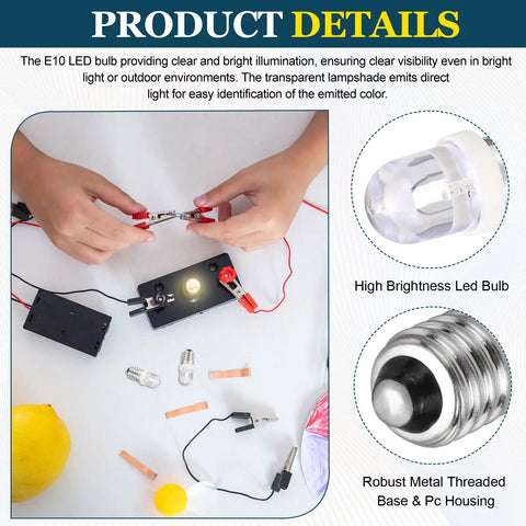 Four Pack Hella Bright E10 Screw Base Led Bulbs Dc 12Volt 02W White Mini Indicator Lamp For Flashlights And Electronic Hobby Kits Snazzy Drop In Replacement Parts showing hands connecting wires to LED lights.