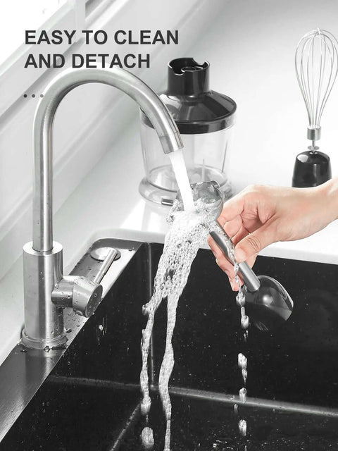 5 In 1 Heavy Duty Hand Immersion Blender With 1000W Copper Motor And Mixing Beaker Chopper Whisk Attachment cleaning under water.