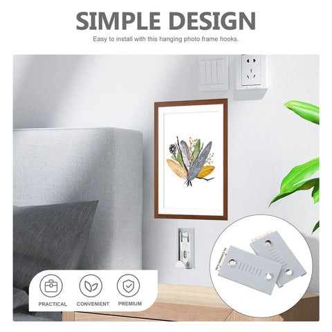 Heavy Duty Stainless Steel Picture Hangers Built Tough Wall Mount Brackets For Mirrors And Artwork Four Pack displayed with a framed artwork.