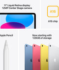 Smooth 11 Inch Tablet With Blazing A16 Chip, Gorgeous Liquid Retina Display, 128GB Memory, Rapid Wifi 6 Connectivity, showing display and colors.