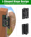 L-Shaped hinge design for Built Like A Tank Bolt On Gate Hinges Heavy Duty 1000 Lbs, showing extra-strength 8-screw mount.