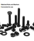 210-Piece Button Head Socket Cap Bolts Set With Nuts And Washers, 1/4-20 Thread, Black Oxide 304 Stainless Steel 18-8