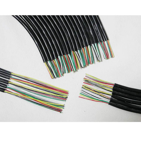 Wires prepared for use with Automatic Wire Cutting And Stripping Machine With Touchscreen Panel And Quick Setup For Compact Cables.