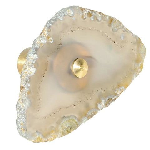 Pack Of 4 Slick Polished Agate Slice Cabinet Knobs With Solid Brass Backing And Included Screws for smooth furniture upgrades.
