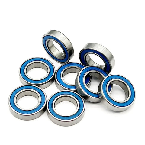 10 Pack 12X21X5MM 6801RS Ball Bearings Abec Seven Precision Thin Section Heavy Duty Steel in blue sealed design.