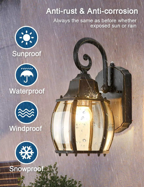 Two Pack Dusk To Dawn Sensor Outdoor Wall Sconce With Photocell Outdoor Wall Light Waterproof Aluminum Porch Light in rain