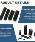 M5x10mm Carbon Steel Black Hex Socket Ball Point Spring Plunger Set Screws showcasing complete threads and smooth finish.