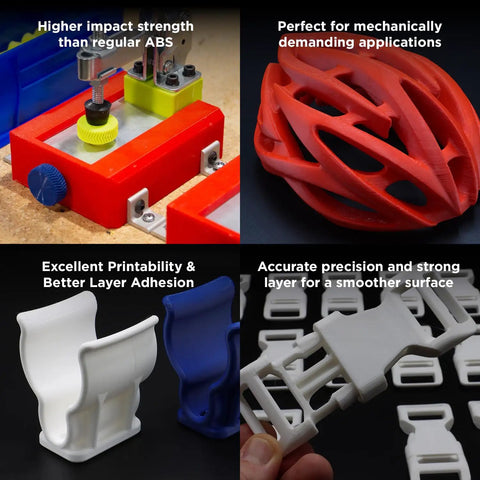 Premium Abs 3D Printer Filament 1.75mm Grey 5kg Spool used in various mechanical parts showcasing durability and precision.
