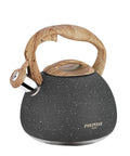 2.7 Quart Tea Kettle With Natural Stone Finish And Wood Pattern Handle, Loud Whistle, Food Grade Stainless Steel Teapot