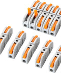 GKEEMARS 50-pack inline lever-wire connectors with orange levers for 24-12 AWG single-conductor circuits