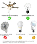 Illustration of fan and bulbs compatible with All In One Ceiling Fan Remote Control Kit With Light Dimmer And 3 Speed Control