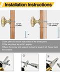 Installation guide for Five Pack Brushed Gold Cabinet Knobs with screw measurements and plier instructions.
