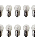 Snag This Slick Ten Pack Of E10 3.8v Warm White Miniature Screw Base Bulbs in a grid, showing all ten bulbs.