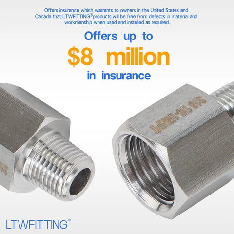 Close-up of Stainless Steel 316 Pipe Fitting Adapter One Quarter Inch Female To One Eighth Inch Male NPT For Air Water Fuel Lines Pack Of Six Hundred Pro Grade Bar Production Quality