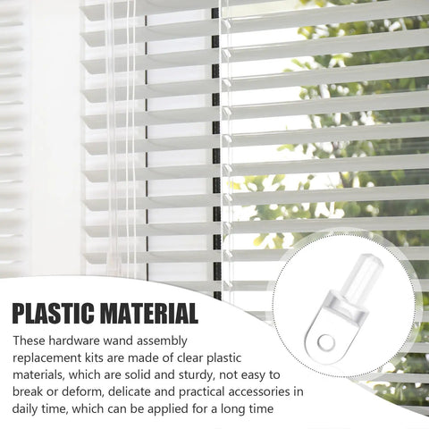Hella Durable 6-Pack Horizontal Blind Wand Replacement Parts, clear plastic tips in use for smooth tilt control on blinds.