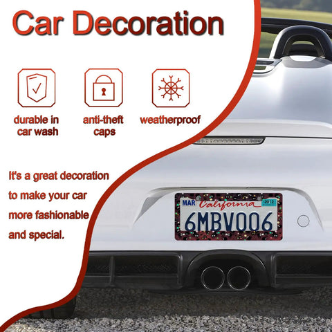 Dope Anime Style Aluminum License Plate Frame For Cars Black Soot Sprites Theme on white car