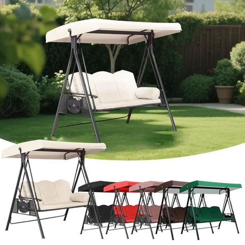 Weatherproof 75 By 47 Inch Universal 3 Seat Swing Canopy Replacement Top Cover For Outdoor Patio Garden Beige Top Only