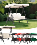 Universal 3 Seat Patio Swing Canopy Top Replacement Cover 75-Inch By 47-Inch All-Weather Waterproof Outdoor Shade For Porch Garden Backyard Red Top Only Weatherproof UV Resistant Easy Fit Durable Patio Swing Accessory