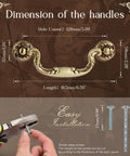 Real Deal Solid Brass Drop Bail Handles Two Pack 5 Inch Vintage Cabinet Pulls Antique Copper Finish hand-painted red dimensions diagram