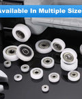 Built Tough Eight Piece Nylon Ball Bearing Guide Pulley Roller Kit Featuring Slick Ultra Smooth 608Rs Sealed Bearings For Heavy Load Conveyor Rigs And Garage Mods with various sizes and designs.