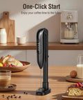 Rechargeable Electric Milk Frother Handheld 3 In 1 With LED Display And Wireless Charging on kitchen counter