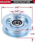 Heavy Duty Idler Pulley Replacement 2 Pack Fits John Deere D140 L130 LA145 GY22172 GY20067 with dimensions 3.62 in, 0.68 in, 1.13 in.