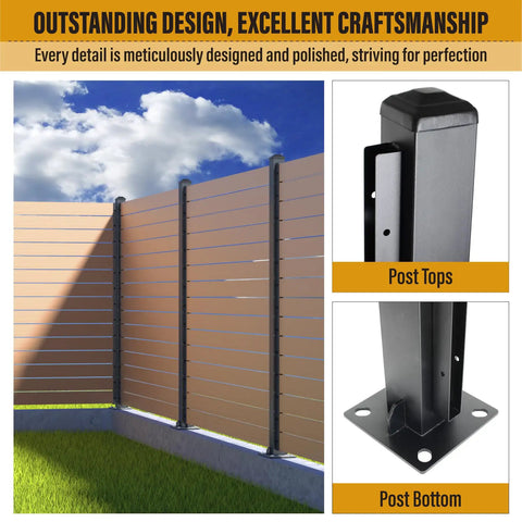 Q235A Steel 5Ft Heavy Duty Fence Post End Post For Outdoor Patio Backyard And Garden Bracket Construction Matte Black 2 Pack Pre Drilled Screw Holes For Easy Install Pro Grade Rugged Build