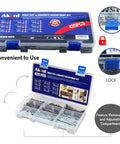 DIY Ready Flat Head And Concrete Nails Kit 420 Piece Set with clear compartment box showing nail variety and lock feature.