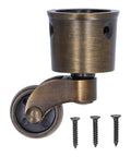 Vintage Round Cup Caster Wheels Set Of Two Silent Rolling Zinc Alloy Floor Casters Built Different with screws for easy installation.