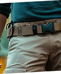 Six Piece Durable Nylon Belt Buckles For Camping Gear With Quick Release Design For Fast Attachment And Secure Hold High Load Capacity For Outdoor Training Hiking And Adventure Equipment on a waist belt.
