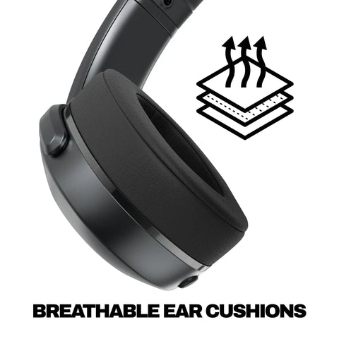 Close-up of breathable ear cushions on Crusher 540 Active Wireless Bluetooth Over Ear Headphones With Multi Sensory Bass Noise Isolation Sweatproof