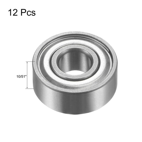 Rock Solid Chrome Steel Top Mounted Router Bit Bearings 12 Piece Kit 3/16 Inch Inner Diameter 1/2 Inch Outer Diameter close-up view