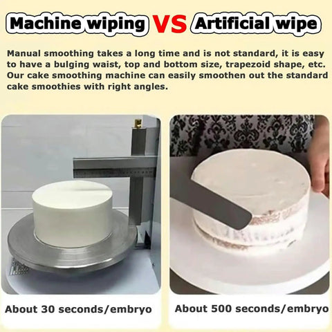 Comparison of machine and manual smoothing of a cake with Portable Automatic Cake Icing Smoothing And Decorating Machine Electric Icing Tool.