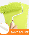 High Density Polyurethane Paint Rollers 10 Pack For Super Smooth Cabinet And Wall Finishes using green paint on a wall.