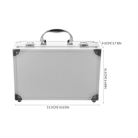 Rugged Aluminum Alloy Tool Case With Sturdy Carry Handle For Mechanics And Weekend Warriors, 25.5cm size, front view, heavy duty design.