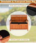 Outdoor Dope Wood Storage Bench Deck Box With Inner Removable Dust Proof Lining And Portable Handles In Eucalyptus Wood